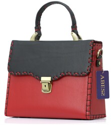 ABESS - ABESS Bayan Çanta , Özel Tasarım , El Yapımı , Lüks Hakiki Deri , A5442SK , Siyah / Kırmızı ABESS - ABESS Bayan Çanta , Özel Tasarım , El Yapımı , Lüks Hakiki Deri , A5442SK , Siyah / Kırmızı